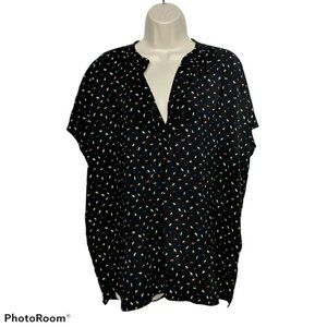 4Our Dreamers Womens Printed V Neck Blouse Top Med